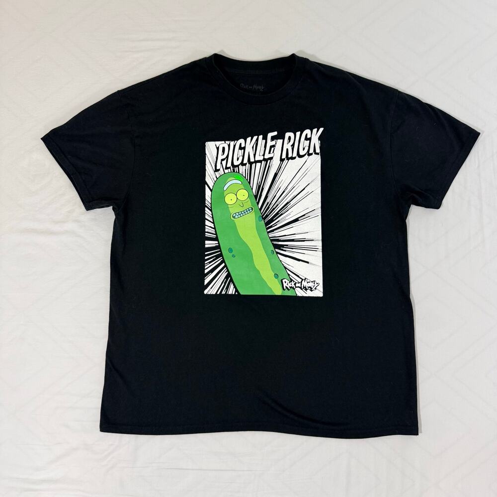 Rick and Morty Pickle Rick T Shirt Mens XL Black Graphic Tee Adult Swim